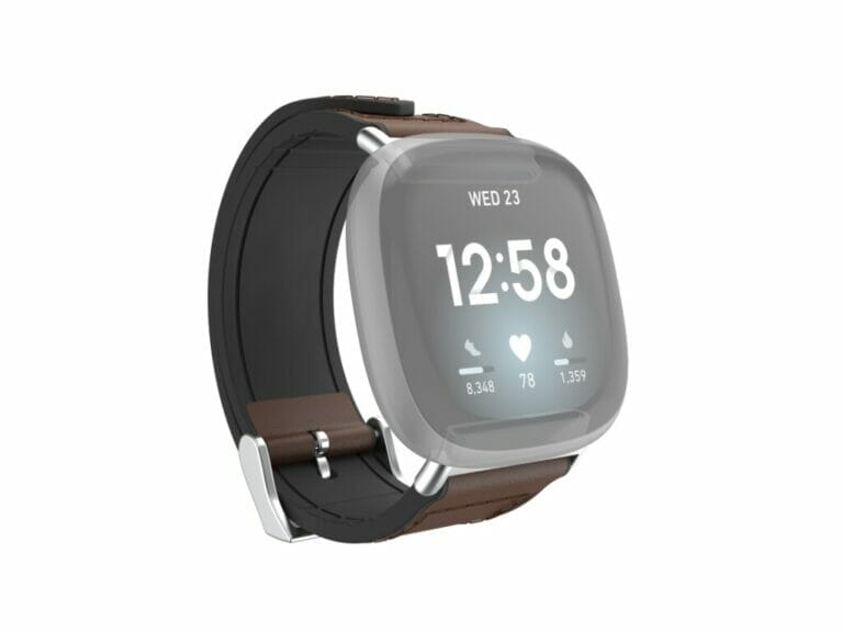 Hama Polsband Voor Fitbit Versa 3/Sense Horlogebandje Van Leer En Silic. Bruin