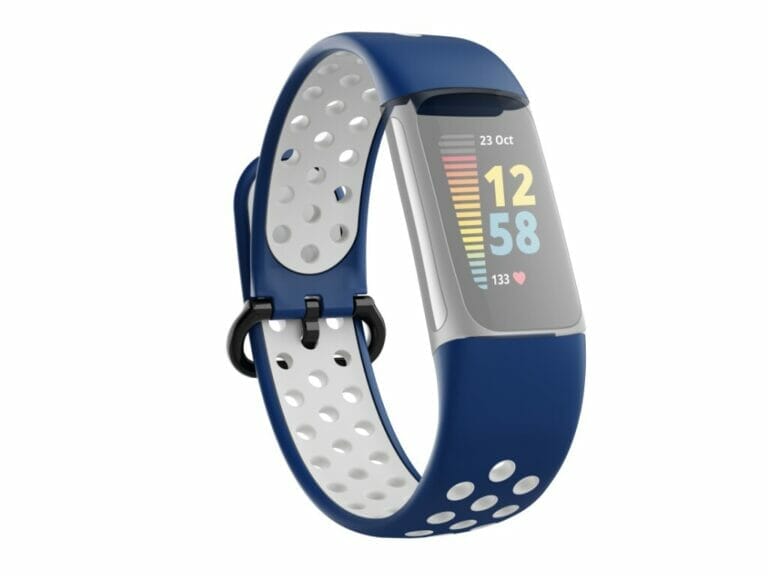 Hama Sportpolsband Voor Fitbit Charge 5 Ademend Horlogebandje D.blauw/grijs