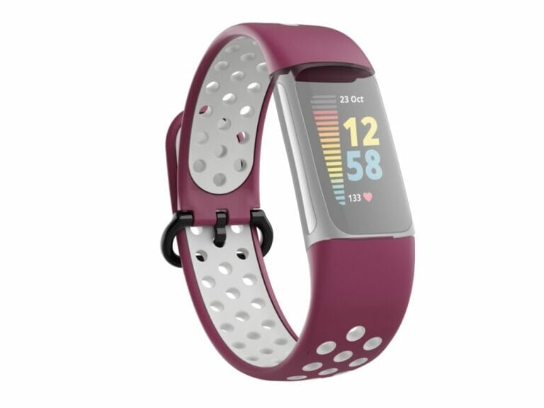 Hama Sportpolsband Voor Fitbit Charge 5 Ademend Horlogebandje Bord./grijs