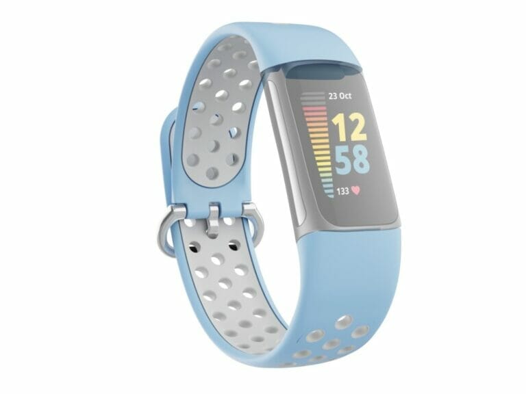 Hama Sportpolsband Voor Fitbit Charge 5 Ademend Horlogebandje L.blauw/grijs