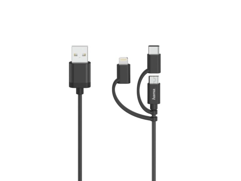 Hama Micro-USB-kabel 3in1 Incl. Adapt. Naar USB-C & Lightning USB 2.0 0