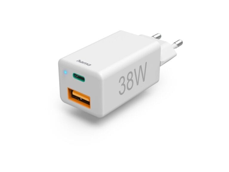 Hama Snellader 1x USB-C PD 1x USB-A QC Mini-oplader 38 W Wit