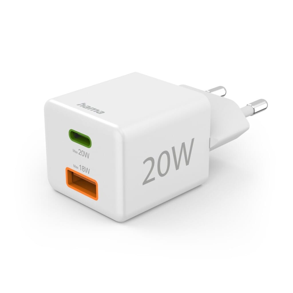 Купите быстрое зарядное устройство Hama, 1x USB-C PD, 1x USB-A QC Mini  Charger, 20 Вт, белое на Vilior.com! Вени, Види, Вилиор