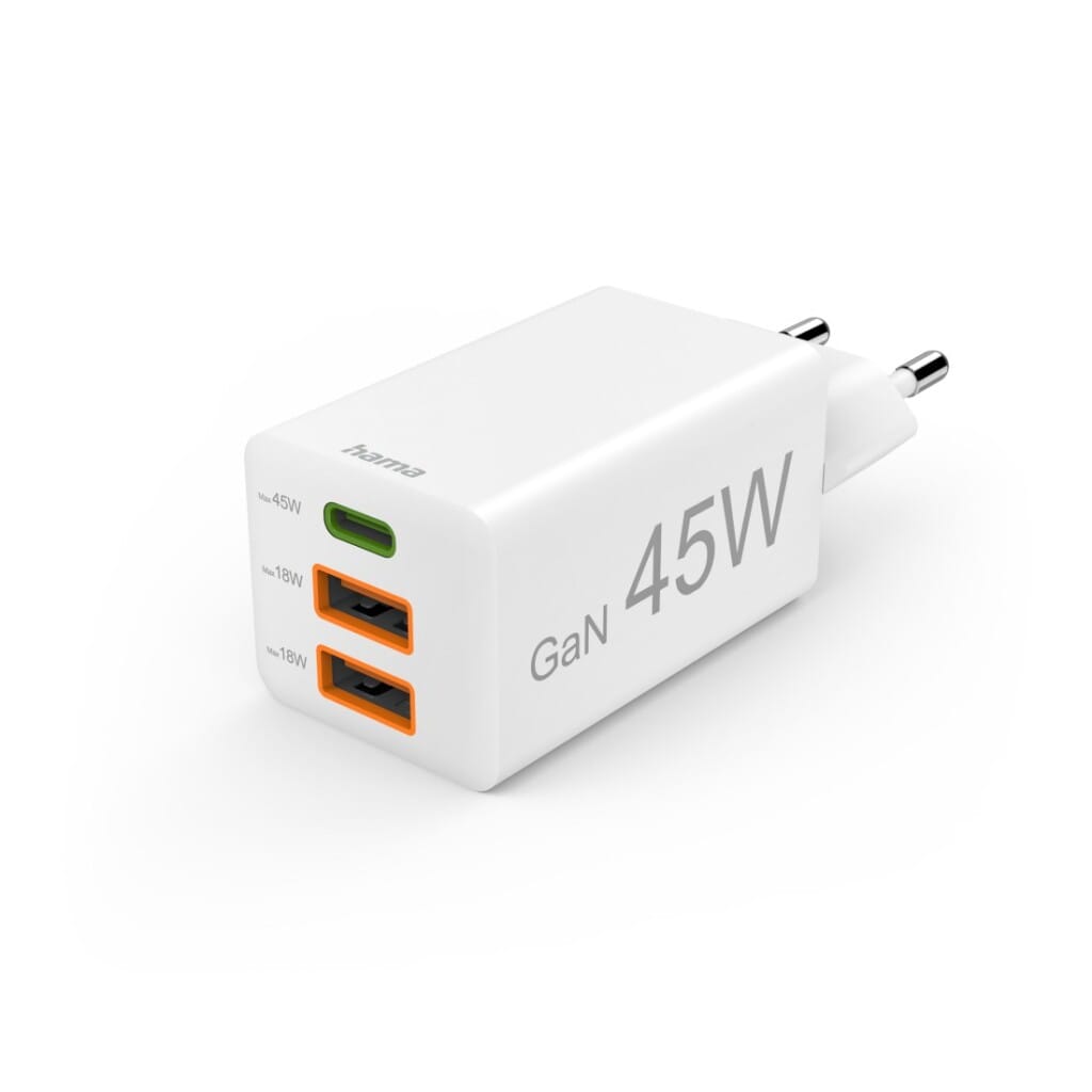 Купите Hama Fast Charger GaN 1x USB-C PD 2x USB-A QC Мини-зарядное  устройство 45 Вт, белое на Vilior.com! Вени, Види, Вилиор