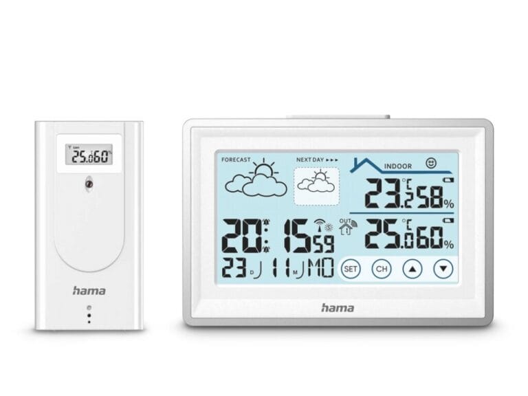 Hama Weerstation Bas met Buitensensor Radio Wekker Binnenklimaat Wit