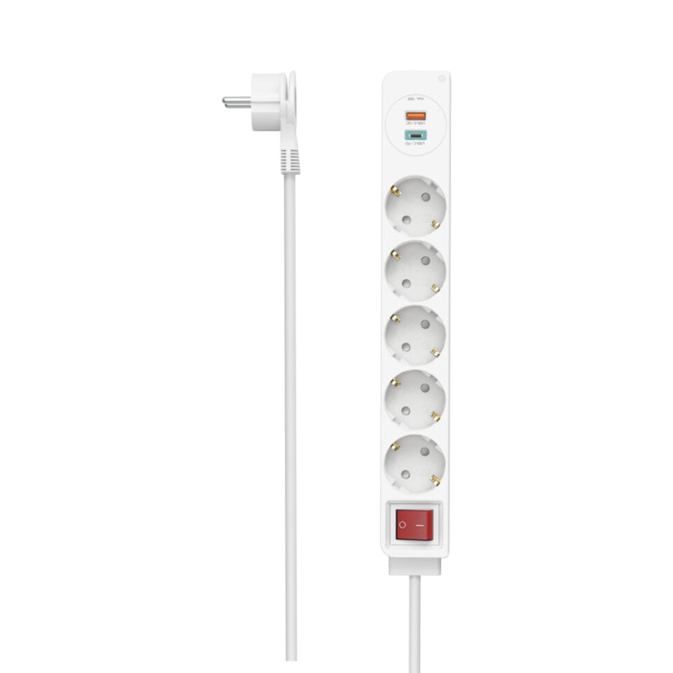 Hama Stekkerdoos 5-voudig USB-C/A 18W PD/QC™ Schak. Platte St. 1