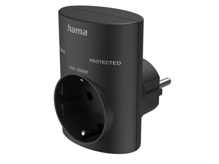 Hama Stopcontactadapter Geaard Stopcontact met Overspanningsbeveiliging Netspanning Zwart