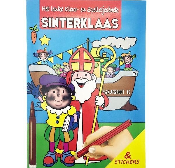 Sinterklaas Kleur- en Spelletjesboek met Stickers A4