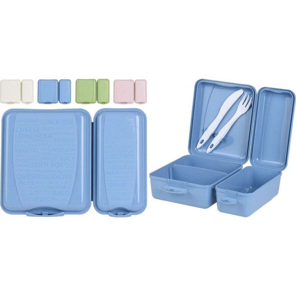 Dubbele Lunchbox + Bestekset Assorti