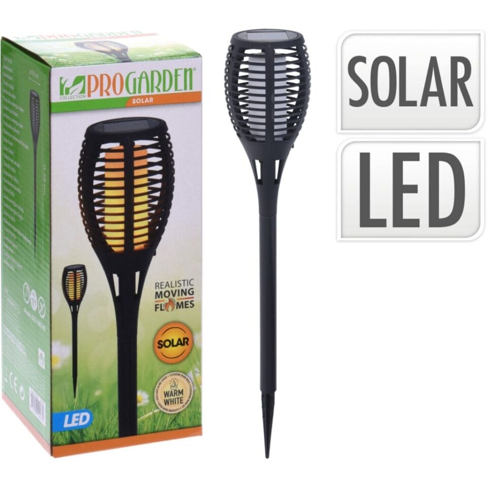 Pro Garden Solar LED Fakkel 10x58 cm Zwart