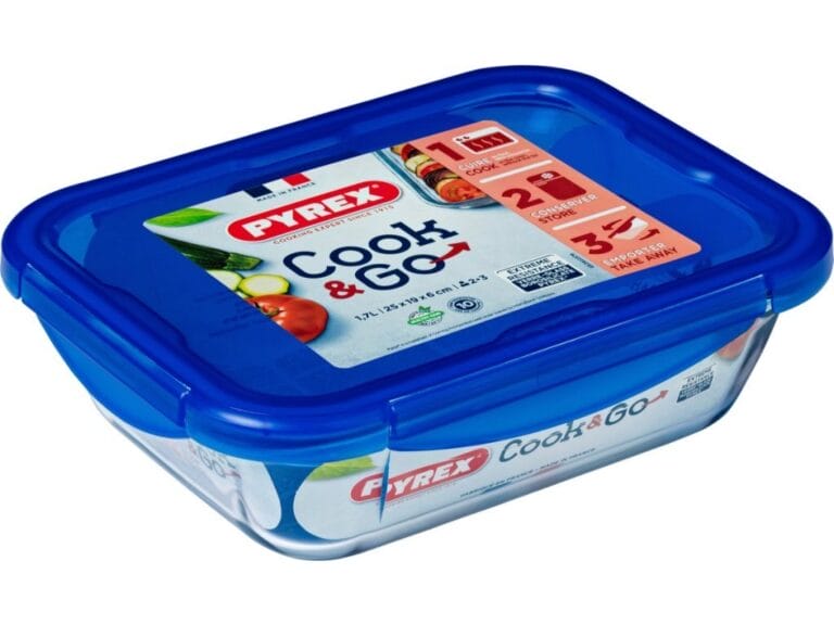 Pyrex Cook & Go Glazen Ovenschaal + Deksel 24x18x6 cm Transparant/Blauw