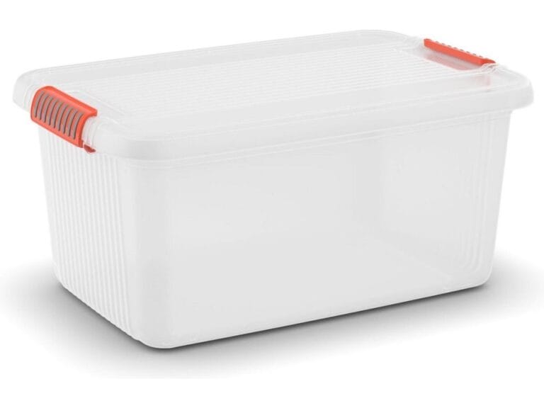 Kis K Latch Box L Opbergbox met Deksel 43L Transparant/Oranje