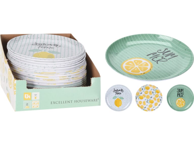 Excellent Houseware Bord Ø20 Cm Lemon 3 Assorti