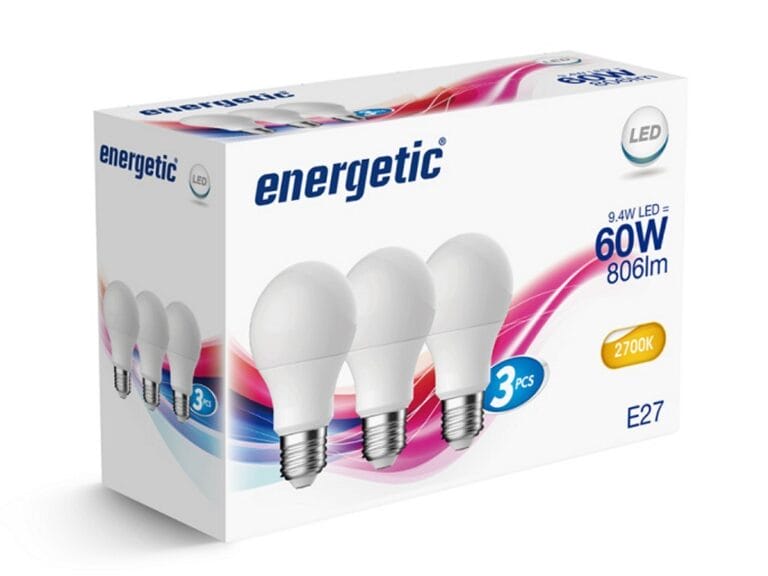 Energetic LED Bulb Lampen E27 60W 3 Stuks