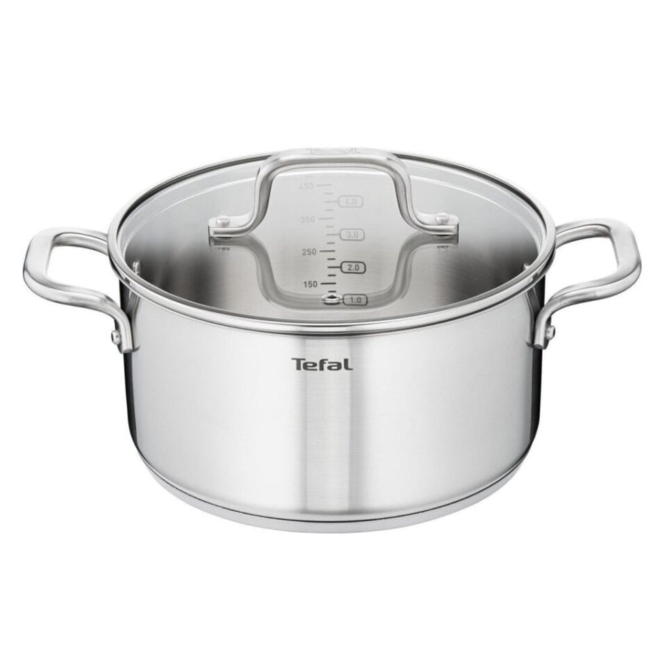 Tefal Virtuoso Kookpan + Glazen Deksel 24 cm Zilver