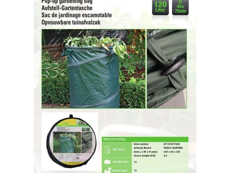 Kinzo Pop-Up Tuinafvalzak 45x75 cm Groen