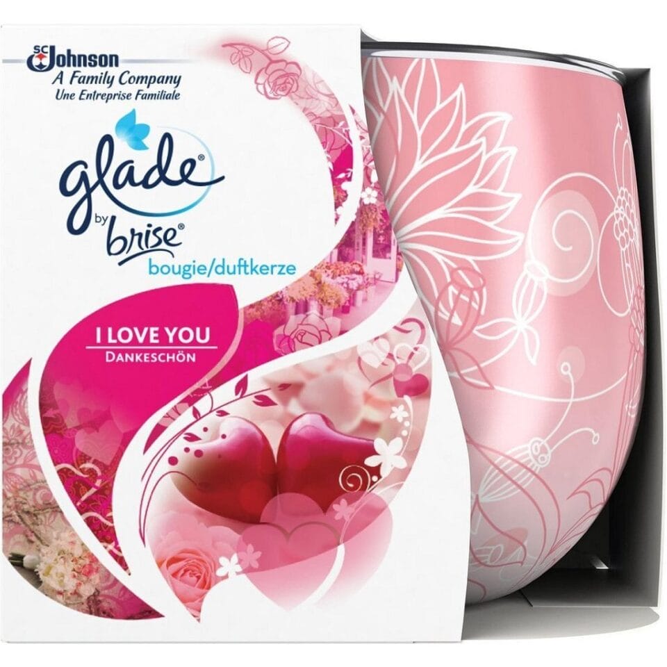 Glade by Brise I Love You Geurkaars in Decoratief Glazen Potje 120gr.