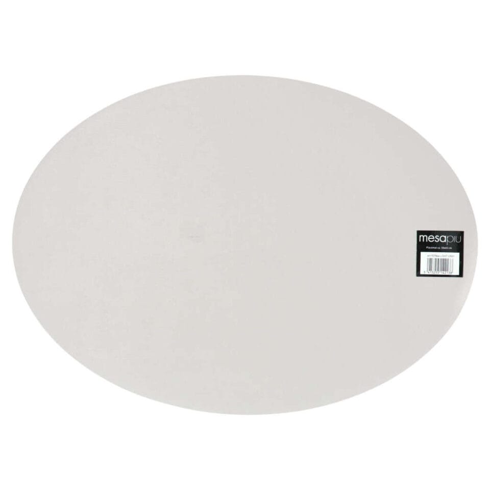 Mesapiu  Placemat Lederlook Light Grey Ovaal 45x33 Cm