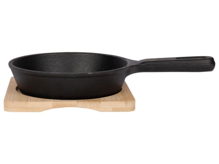 Gietijzeren Gratinschotel 12.5 cm + Bamboe Onderzetter Zwart