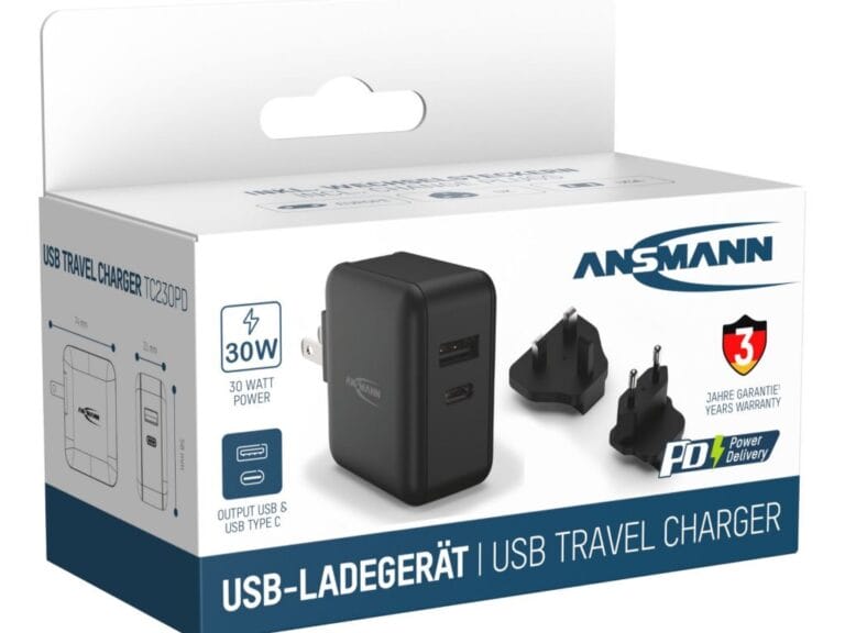 Ansmann USB Reis Oplader 30W + Verwisselbare Stekkers Zwart