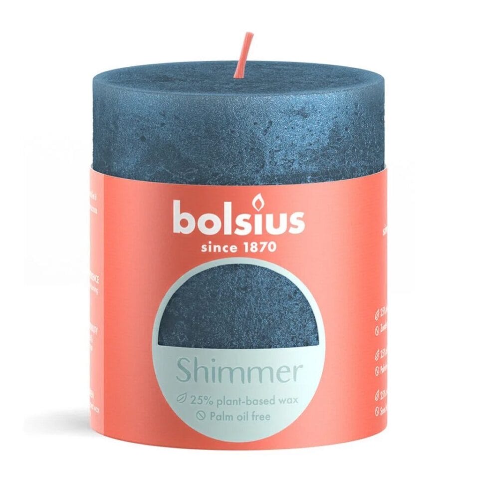 Bolsius Shimmer Stompkaars 8x6.8 cm Blauw