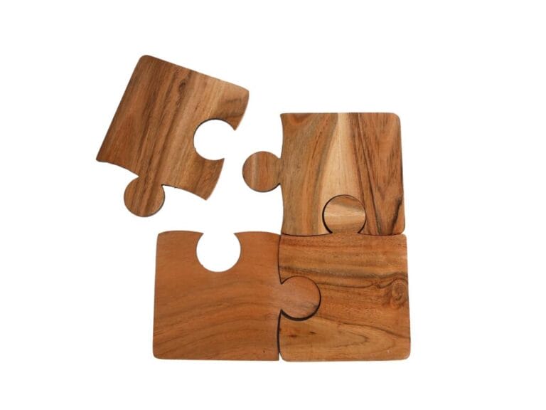 Onderzetters Puzzel 10x13x0.6 cm 4 Stuks Acaciahout