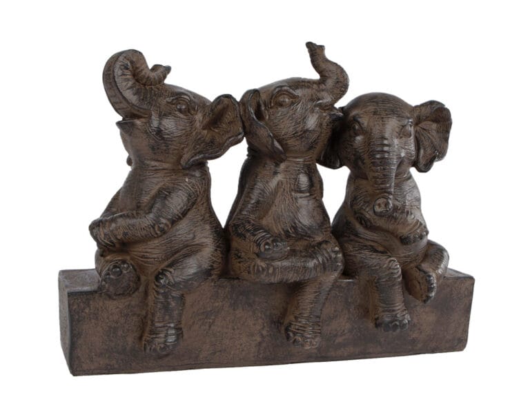 Gifts Amsterdam Sculptuur Three Elephants Bruin Polyst 25x11x18