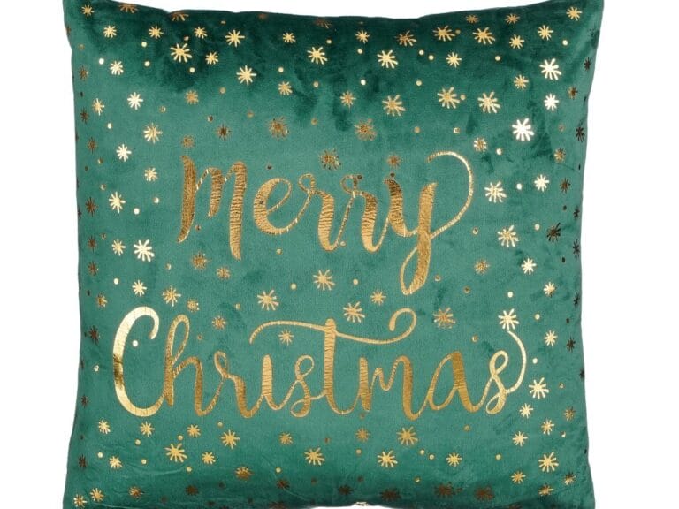 Kussen Merry Christmas 40x40x10 cm Groen