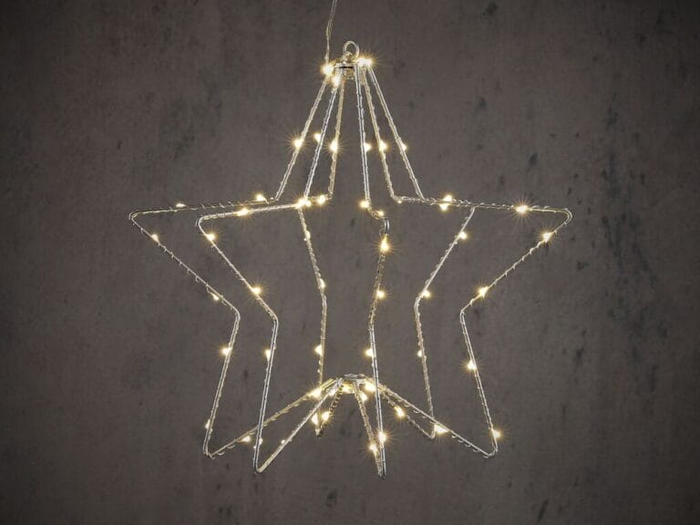 Ster Hangend 60 LEDs Warm Wit 30x30 cm Zilver