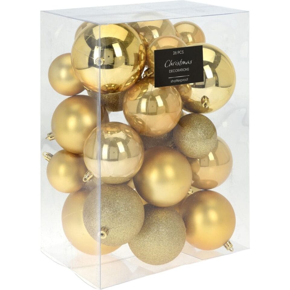 Kerstballen 26 Stuks Goud