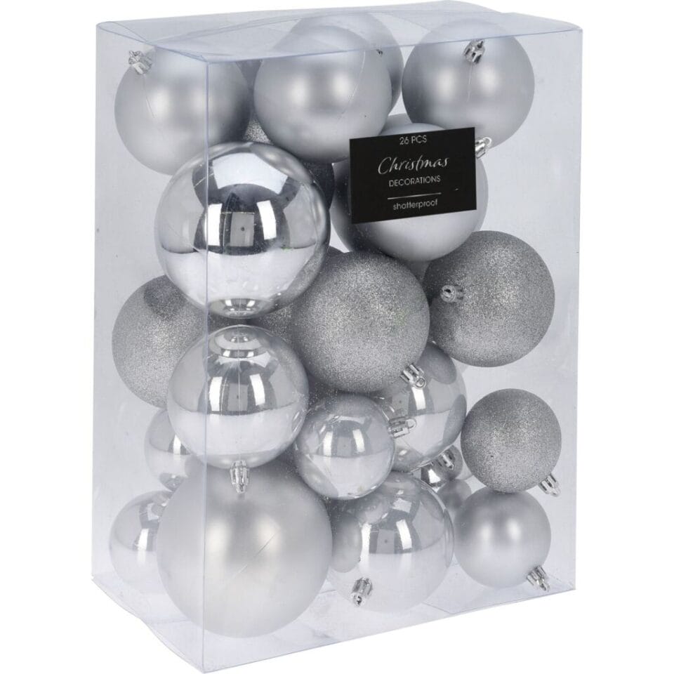 Kerstballen 26 stuks Zilver