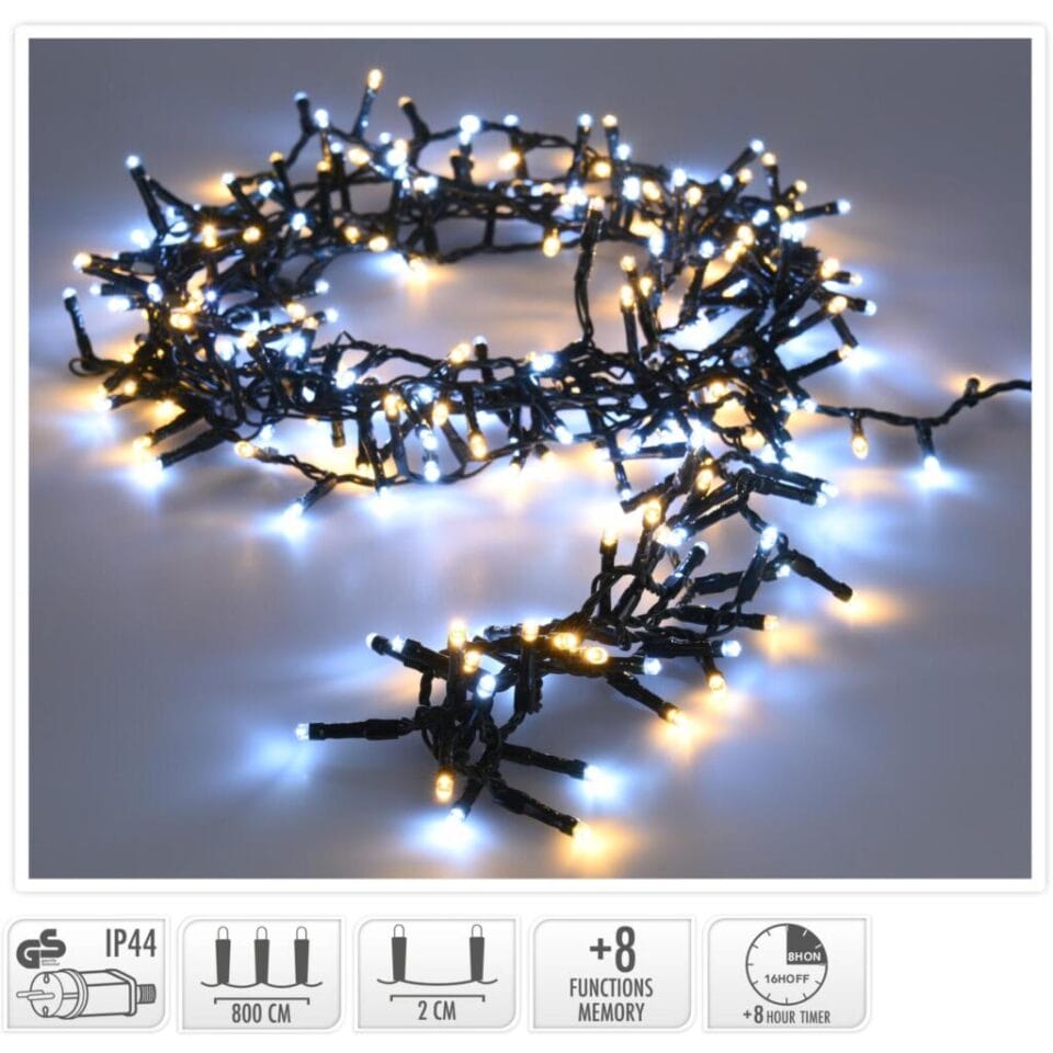 Microcluster Kerstverlichting 400 LEDs 8 m Warm Wit/Zwart