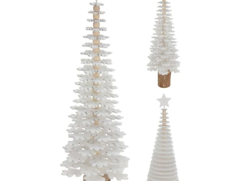 Decoratie Houten Kerstboom 12x40 cm Wit Assorti