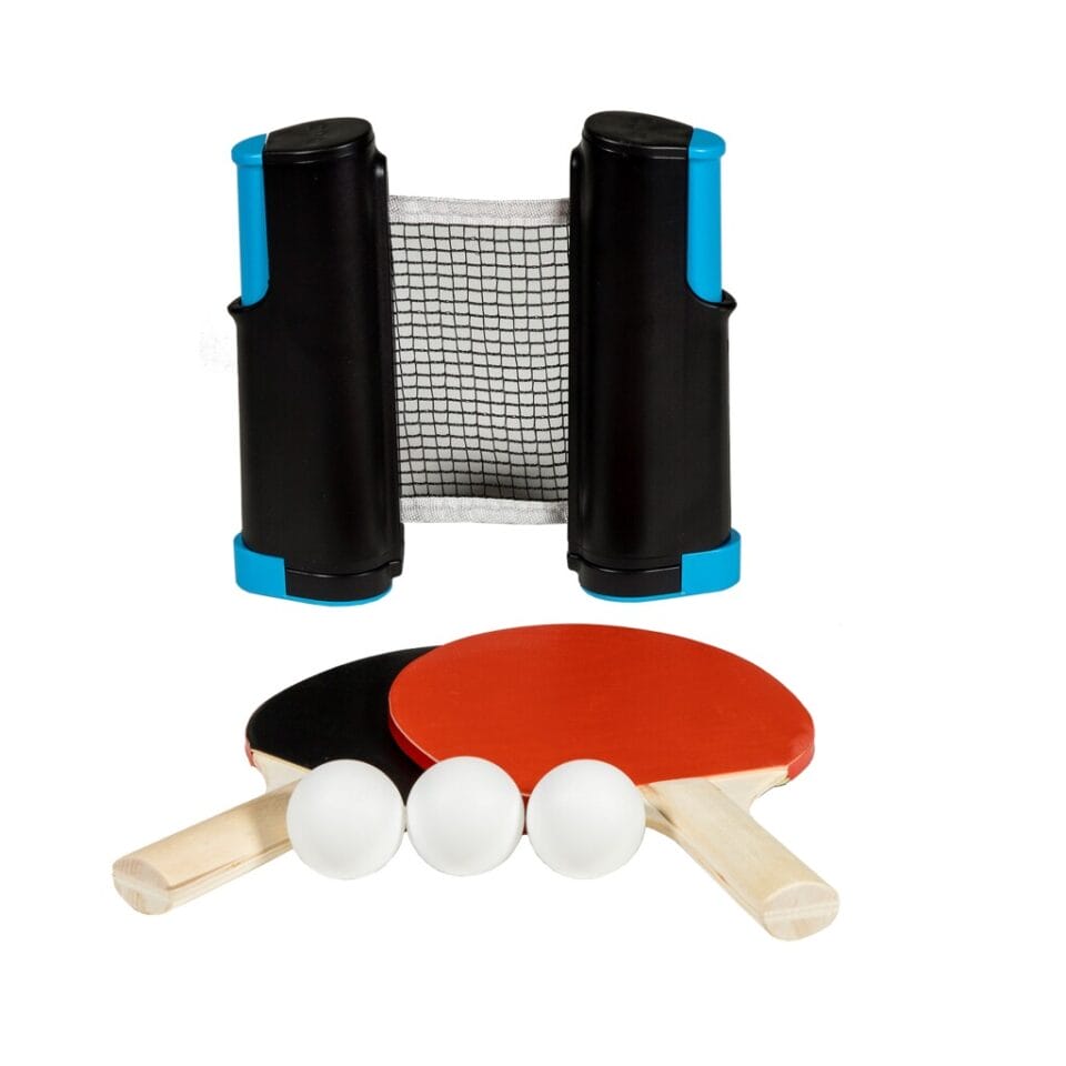 SportX Oprolbaar Tafeltennisnet + 2 Bats + 2 Ballen