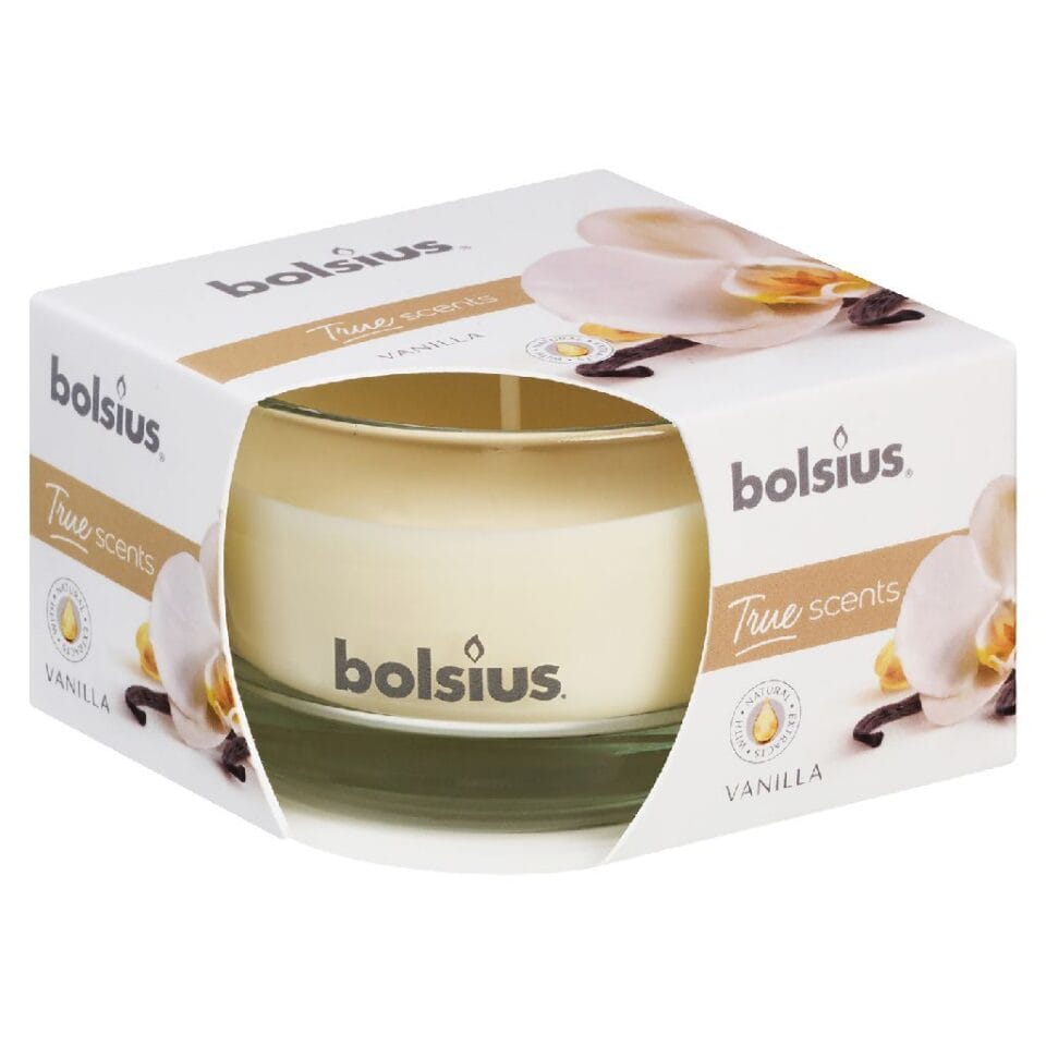 Bolsius True Scents Geurkaars in Glas Vanille 5cm Wit 6 Stuks