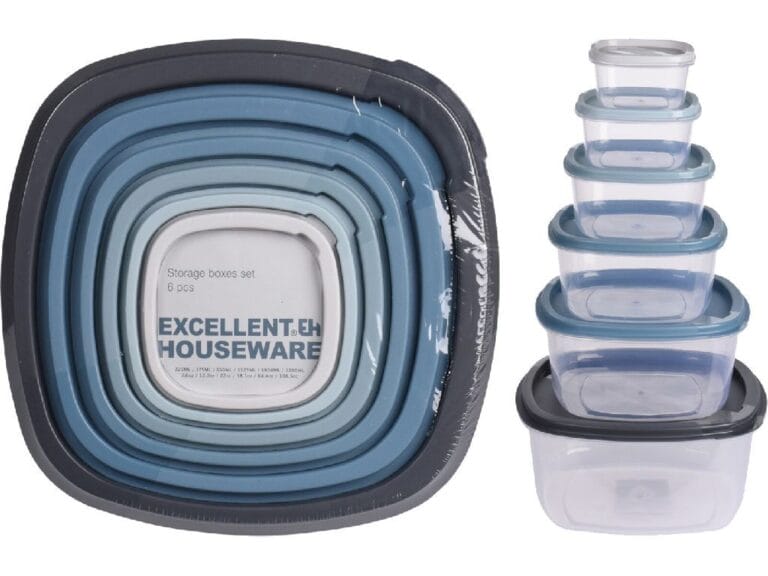 Excellent Houseware Voorraaddozen 6-delig Blauw/Grijs/Transparant