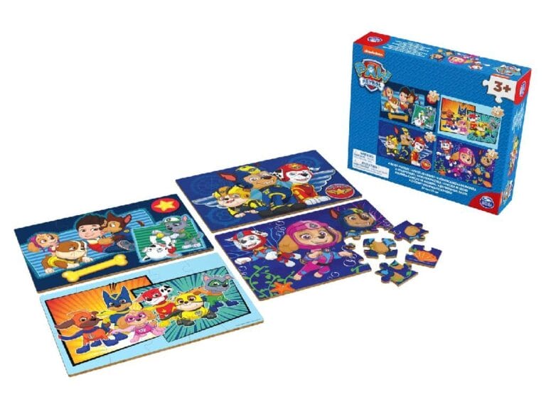 Paw Patrol Shoe Box 4 Houten Puzzels 12-16-20-24 Stukjes