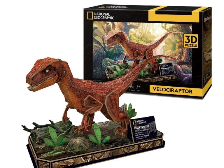 National Geographic Houten 3D Puzzel Velociraptor 63 Stukjes