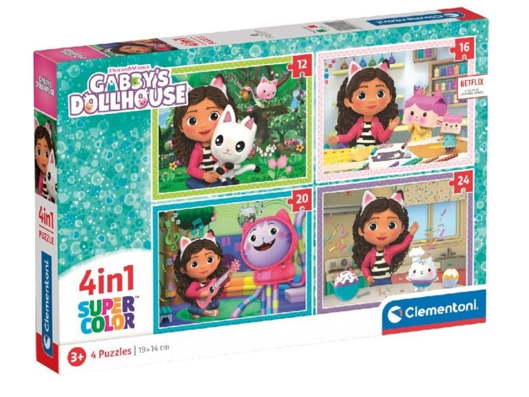 Clementoni Supercolor 4in1 Puzzel Gabbys Dollhouse 12-24 Stukjes