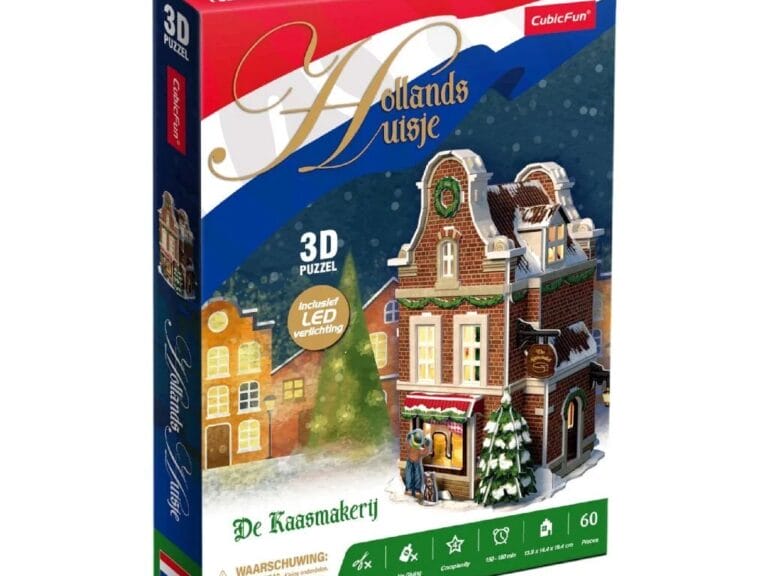 Cubic Fun 3D Puzzel Hollands Huisje Winter Kaaswinkel + Licht 60 Stukjes