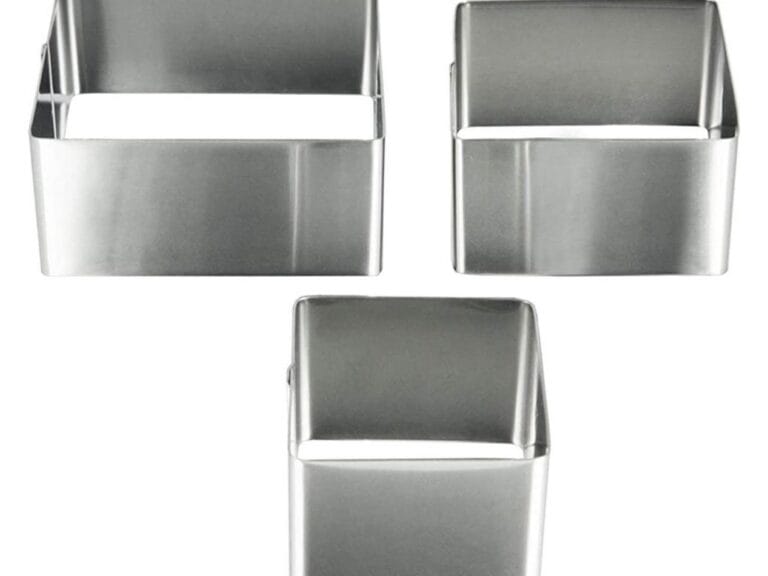 Metaltex Vierkante Kookringen 3 Stuks 6/8/10 cm RVS