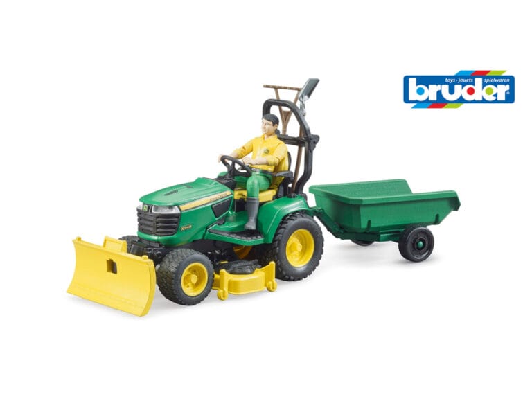 Bruder 62104 Bworld John Deere Zitmaaier + Aanhanger en Tuinman