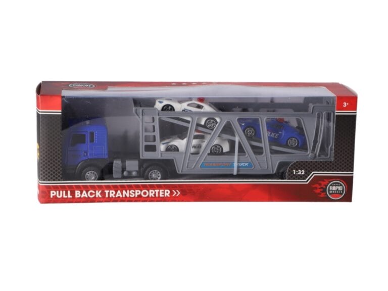 Rapid Wheels Die-Cast Pull-Back Transporter + 3 Voertuigen 1:32