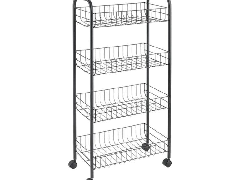 Metaltex Ascona Trolly met Wielen + 4 Manden 41x23x84 cm Mat Zwart/Metaal