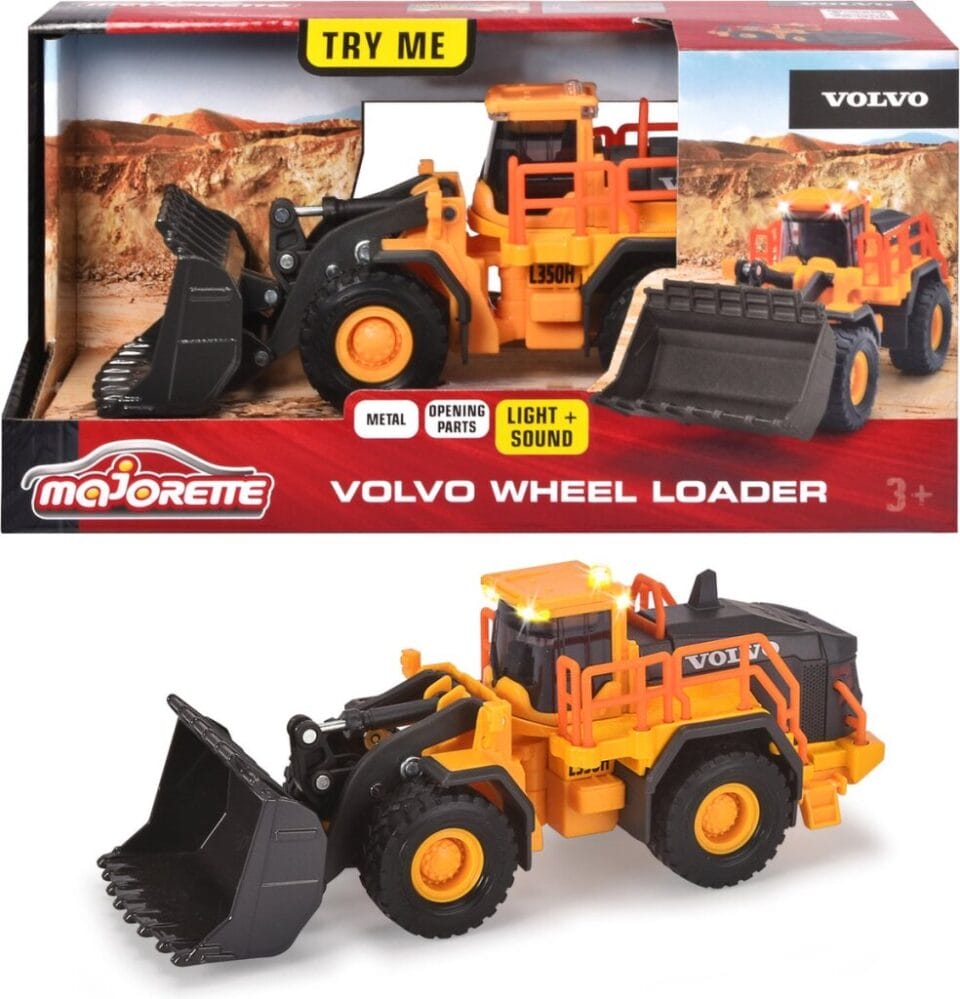 Majorette Grand Series Volvo Wiellader Constructie Metaal Licht en Geluid 21 cm Speelgoedvoertuig