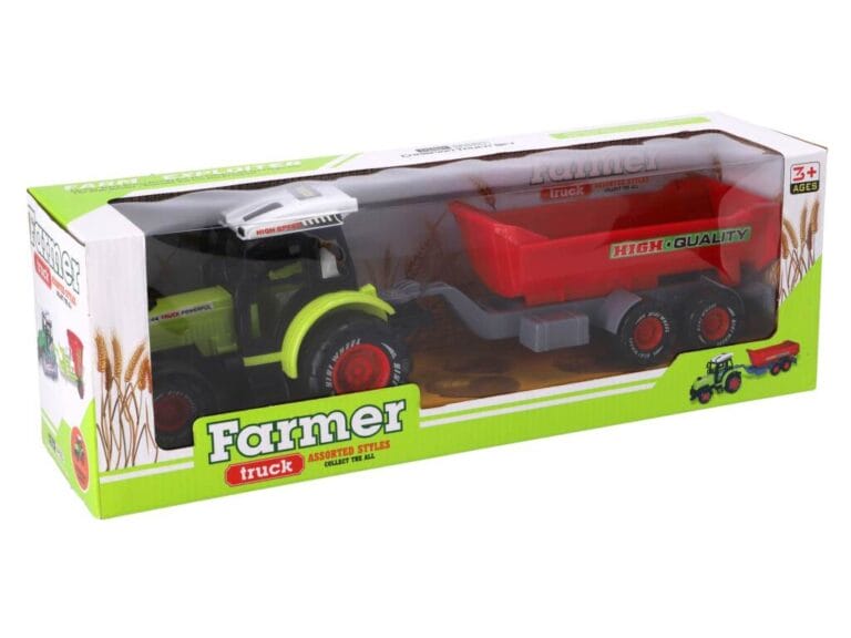 Farmer Trekker met Aanhanger 45 cm Groen/Rood