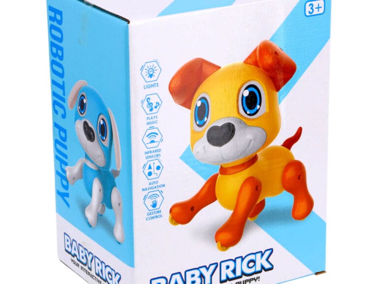Robot Puppy Rick 20 cm + Licht en Geluid Geel/Oranje