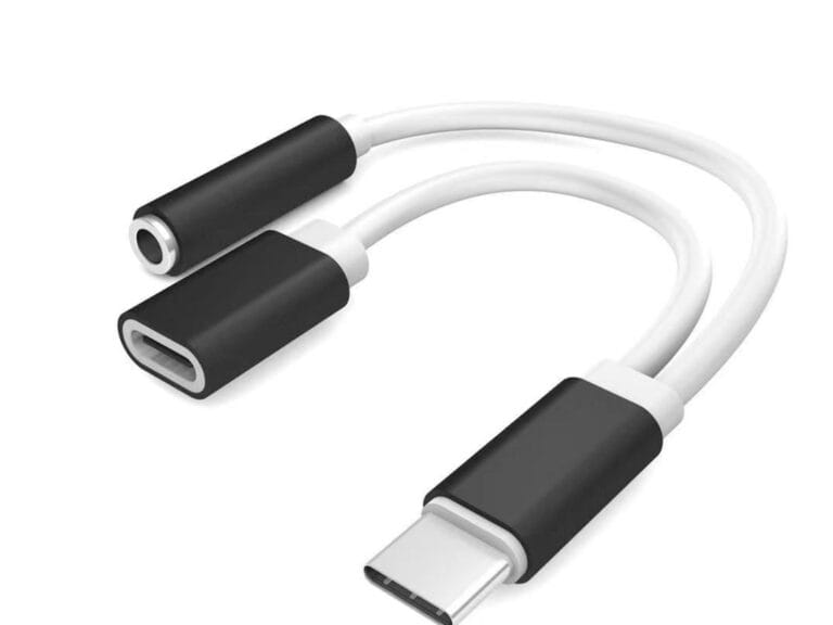 Scanpart Adapter USB-C(m)>USB-C(f) en Jack Zwart/Wit