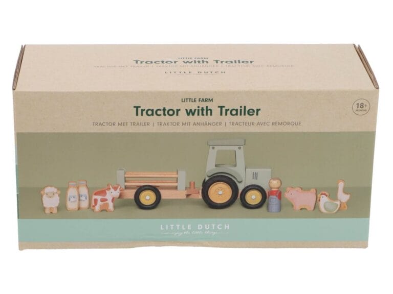 Little Dutch Farm Houten Tractor met Trailer
