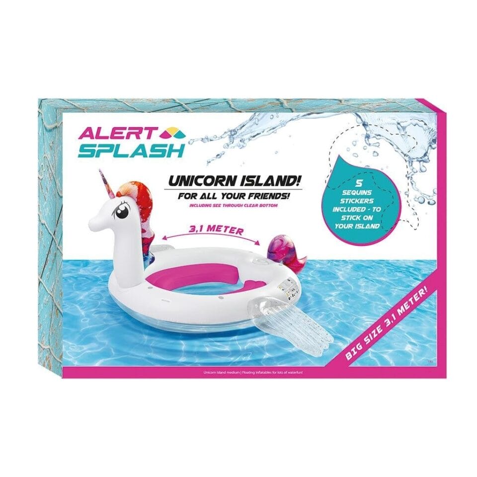 Alert Splash Opblaasbaar Eenhoorn Eiland 310x270x175 cm + 5 Stickers